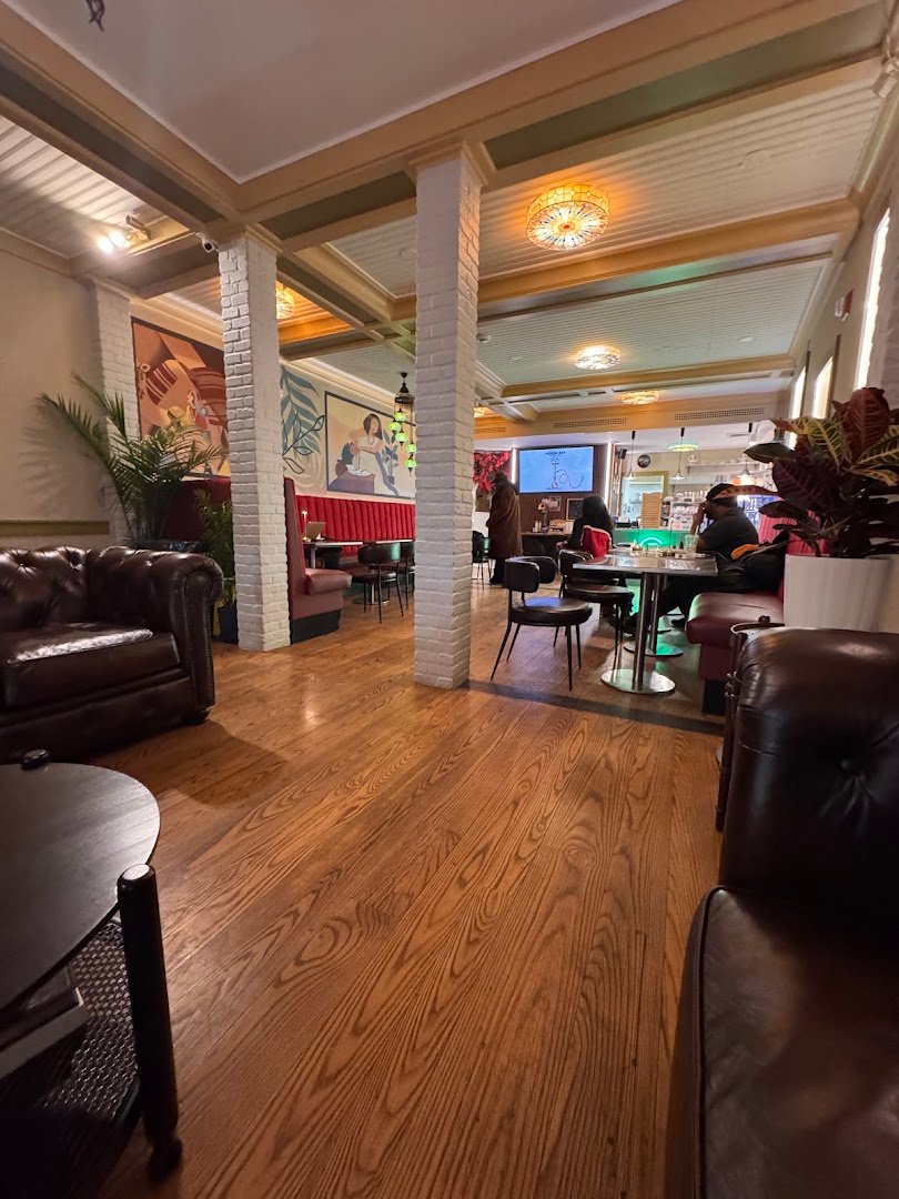 Interior of Qaalii's Cafe, specialty coffee shop in Newark