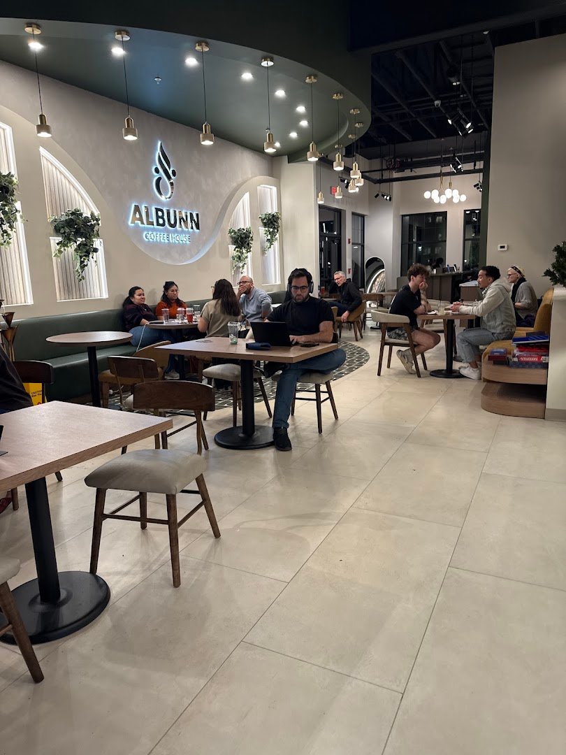 Interior of Albunn Coffee House, specialty coffee shop in Rochester
