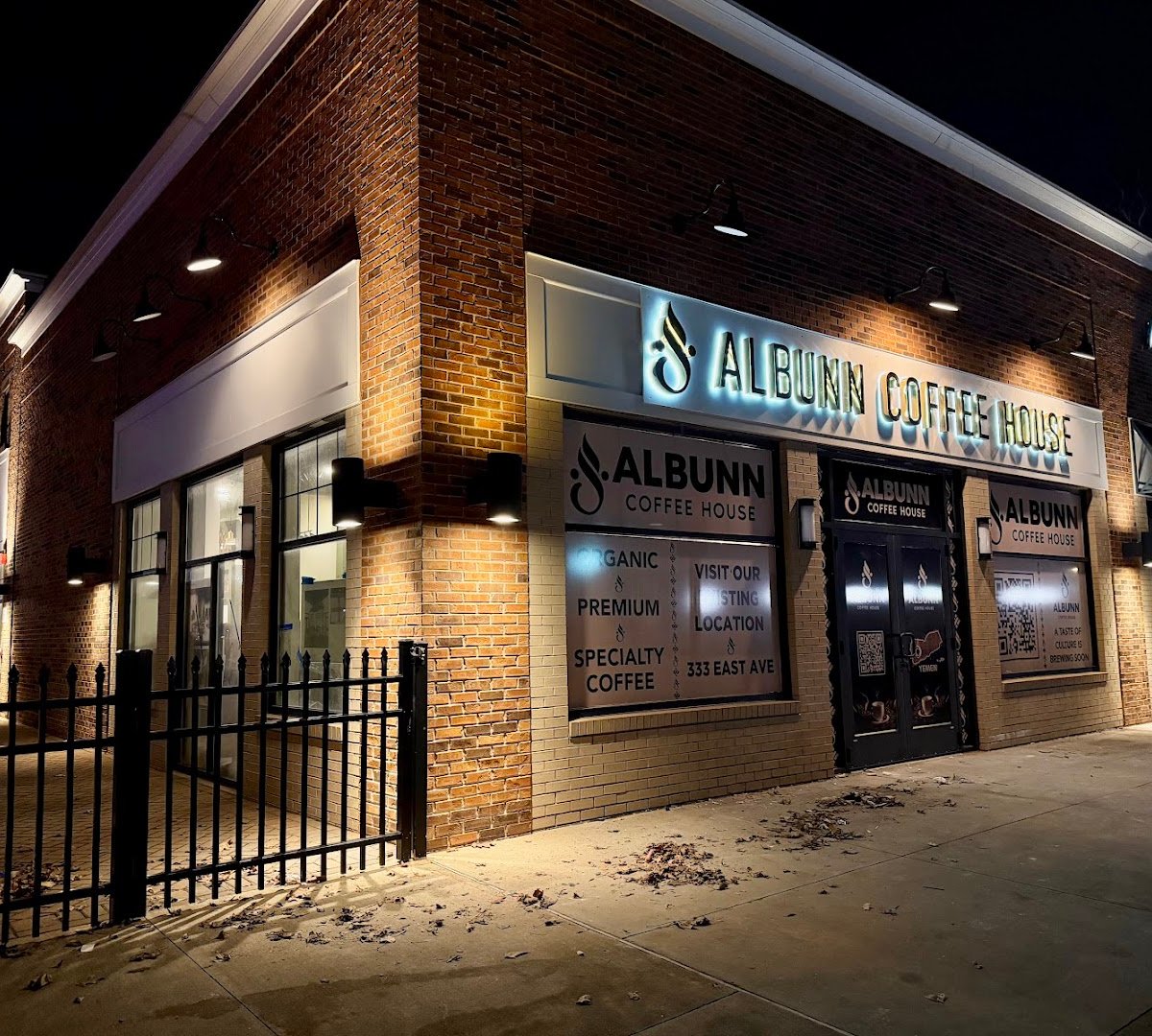 Storefront of Albunn Coffee House, specialty coffee shop in Rochester