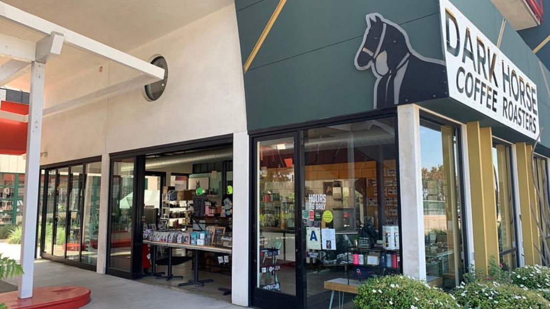 Storefront of Dark Horse Coffee Roasters., specialty coffee shop in San Diego