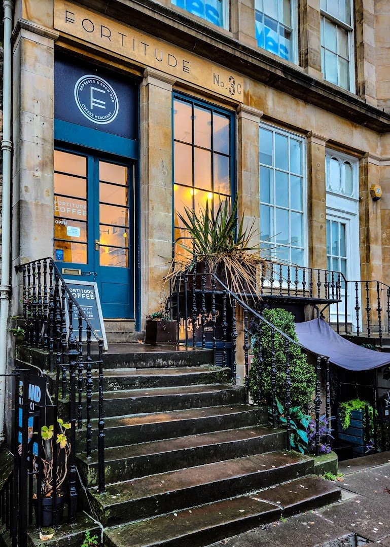 Storefront of Fortitude Coffee, specialty coffee shop in Edinburgh