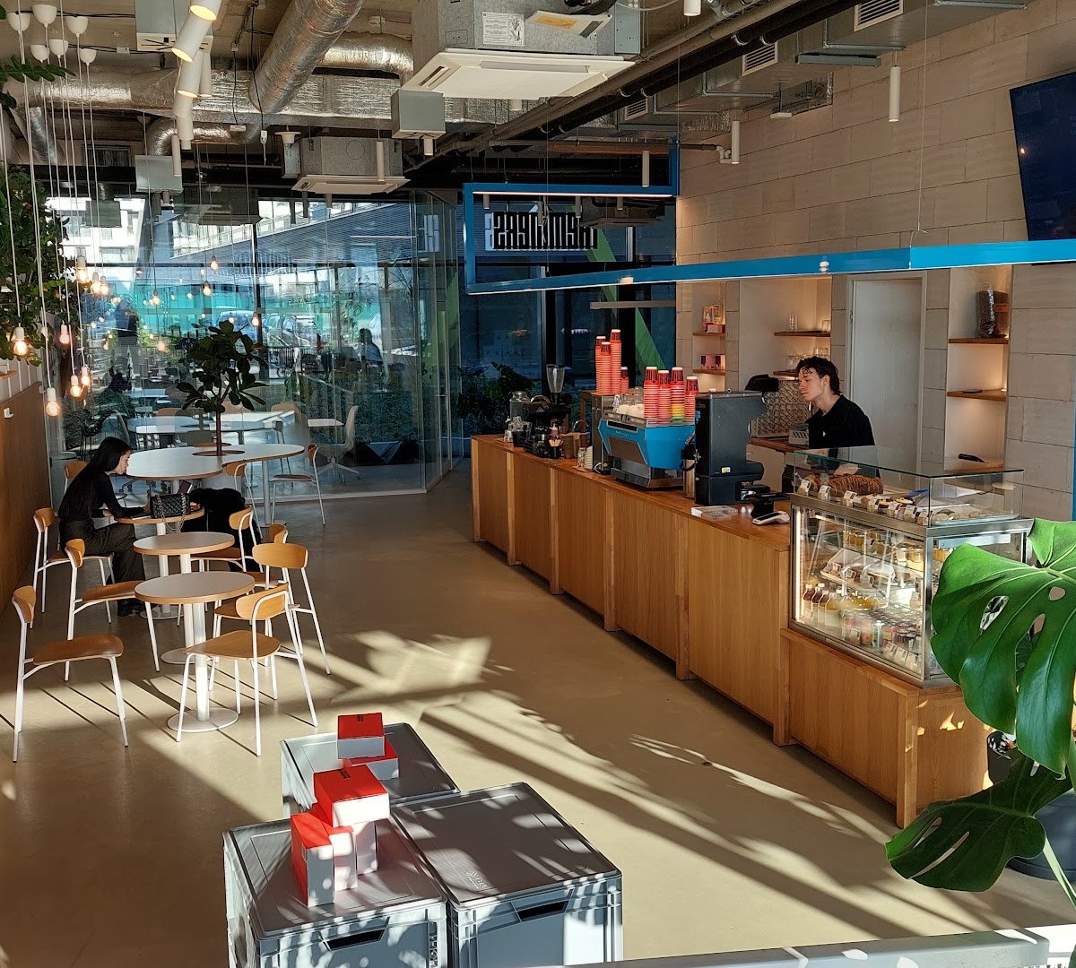 Interior of The Miners Coffee Roastery, specialty coffee shop in Prague