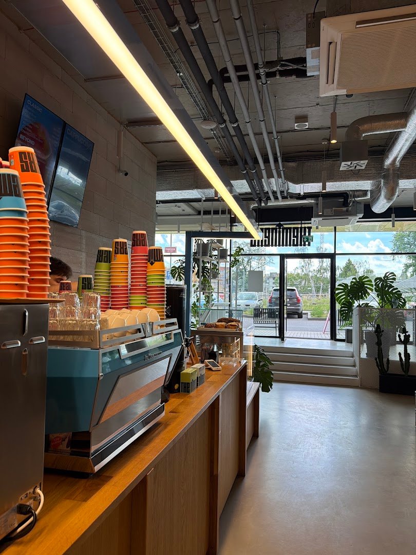 Interior of The Miners Coffee Roastery, specialty coffee shop in Prague