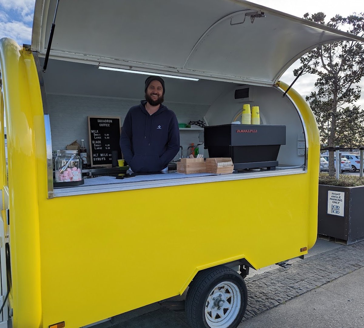 Storefront of Squadron Coffee, specialty coffee shop in Auckland