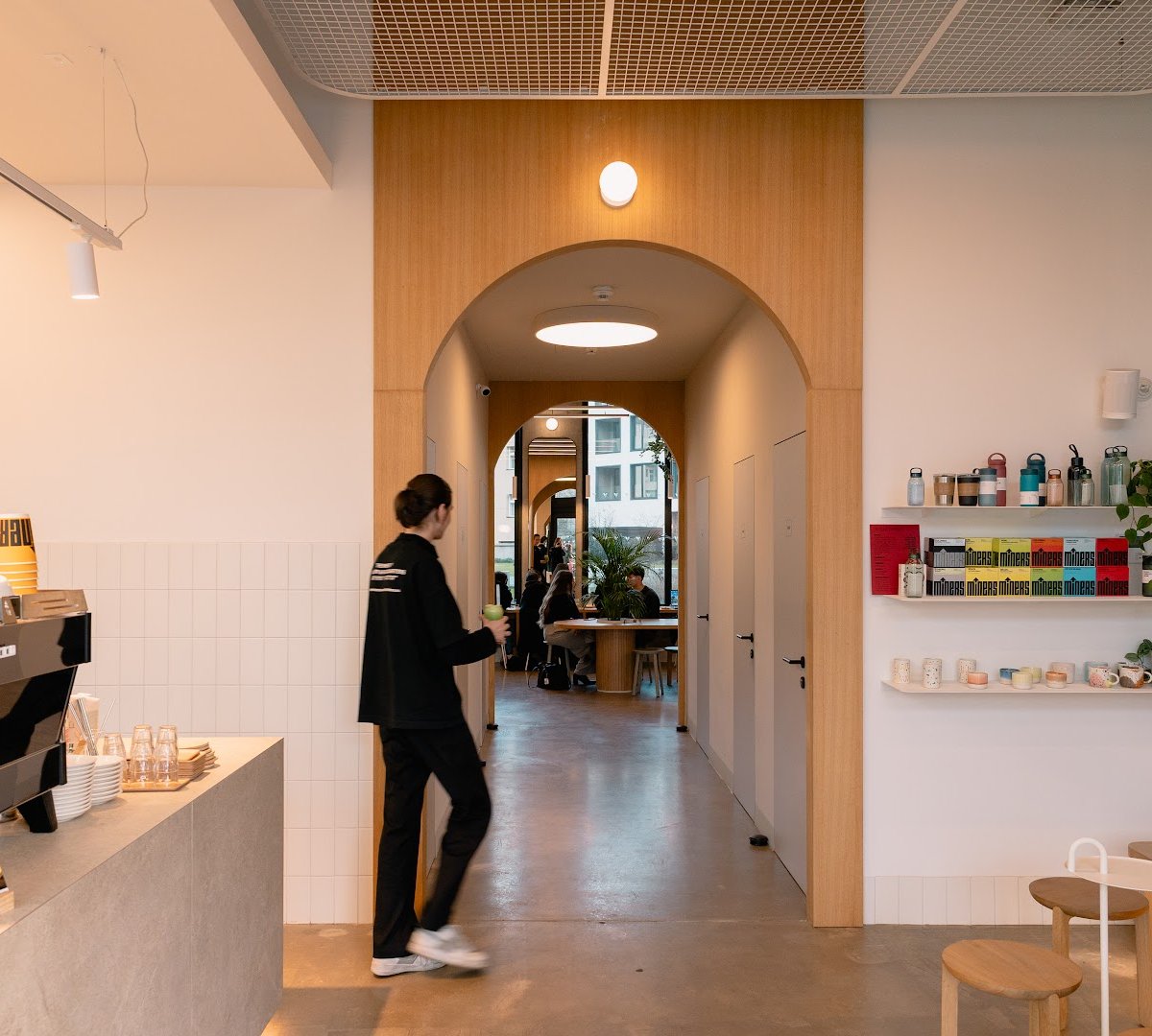 Interior of The Miners Coffee Victoria Palace, specialty coffee shop in Prague