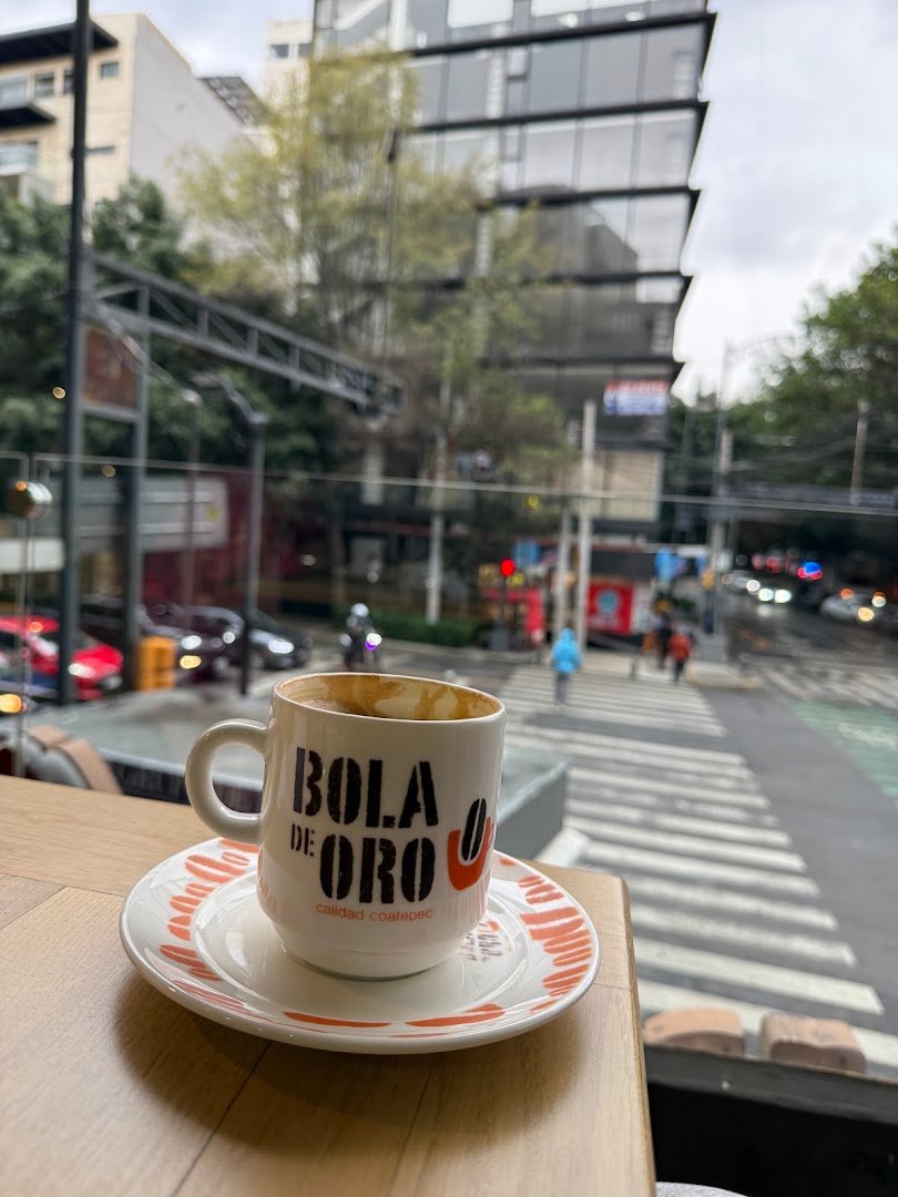 Coffee at Bola de Oro, specialty coffee shop in Mexico City
