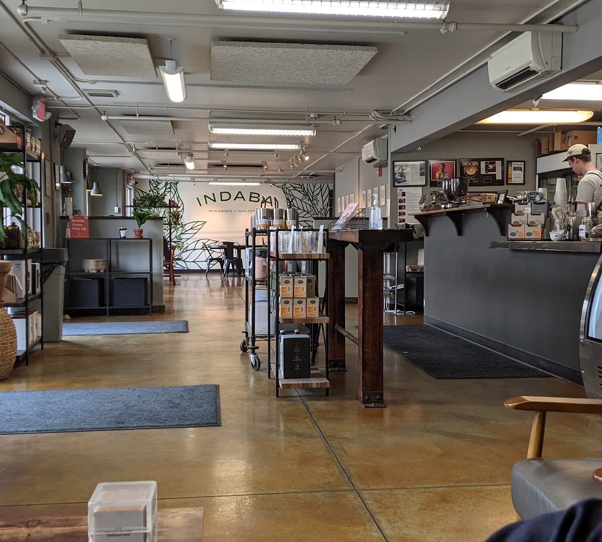 Interior of Indaba Coffee, specialty coffee shop in Spokane