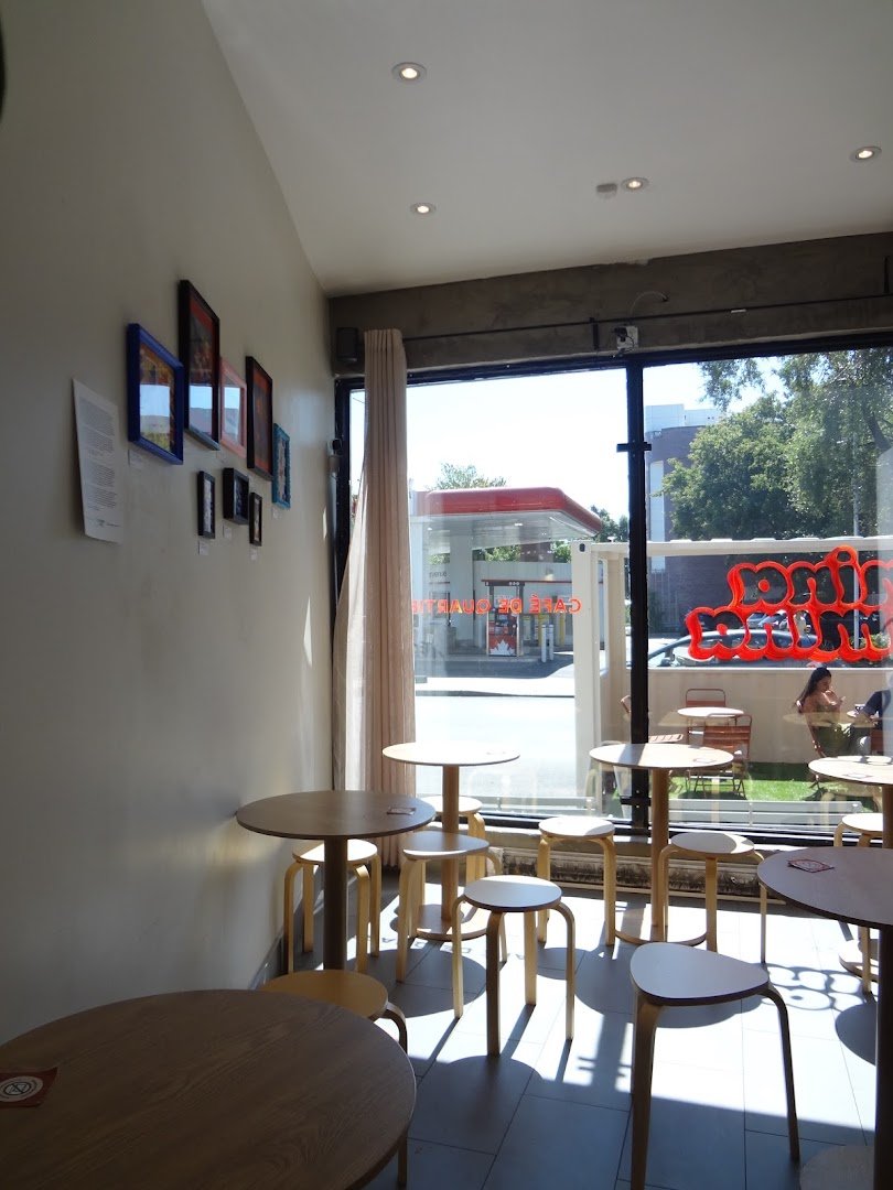 Interior of Cafe Mina Mina, specialty coffee shop in Montreal