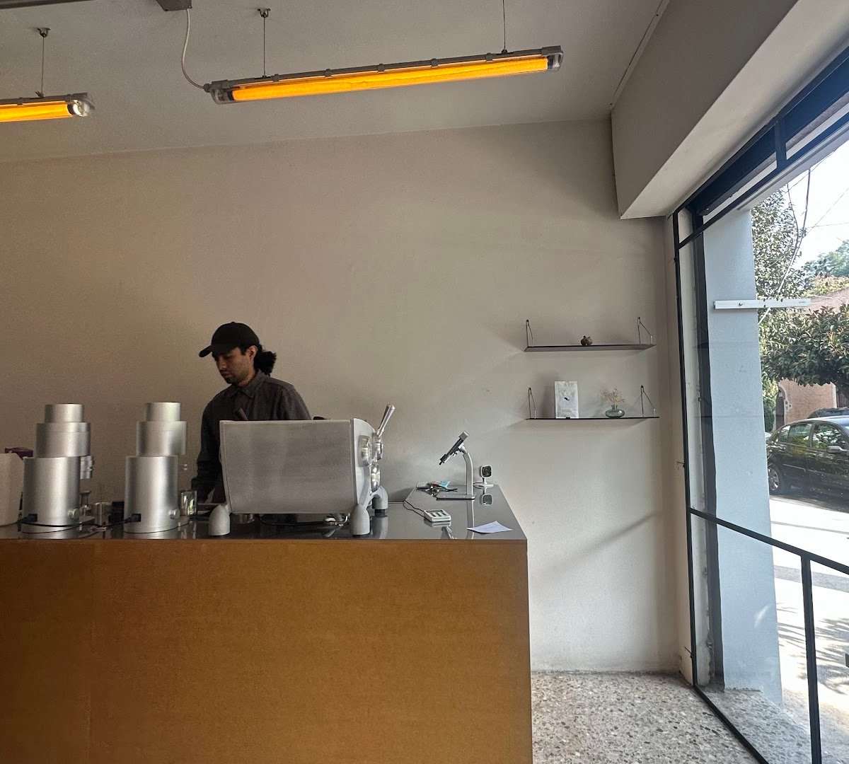 Interior of post, specialty coffee shop in Mexico City