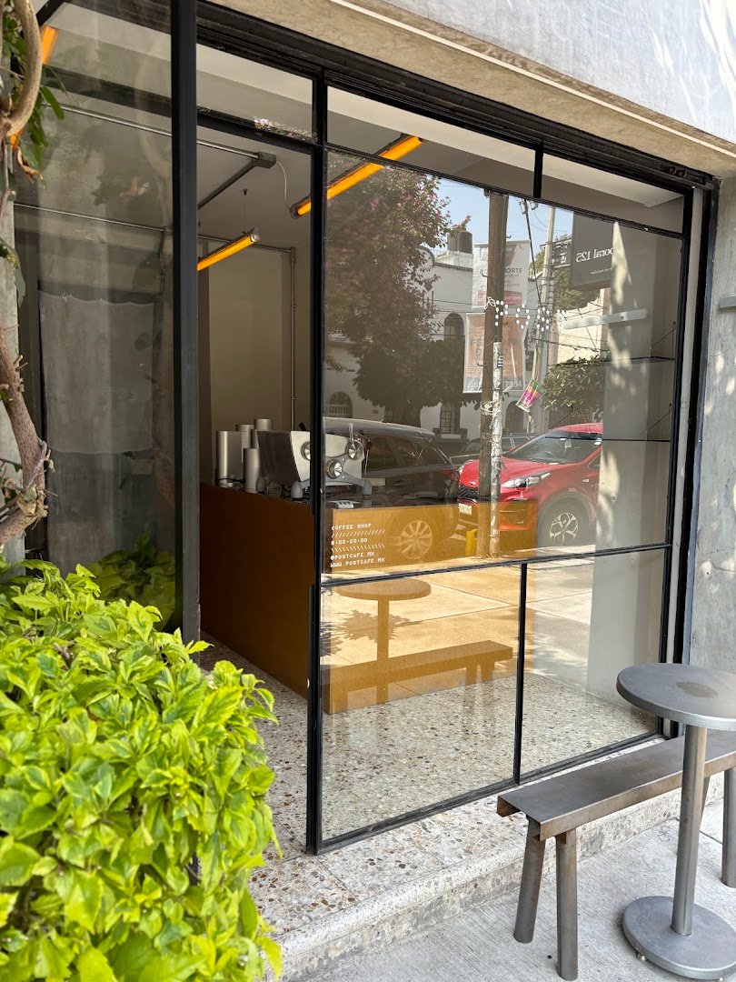 Storefront of post, specialty coffee shop in Mexico City