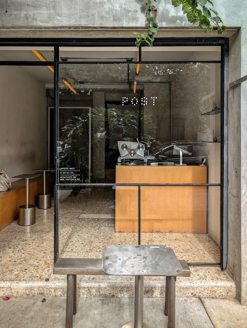 Storefront of post, specialty coffee shop in Mexico City