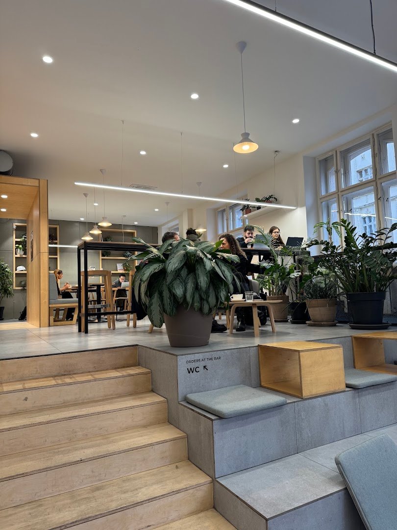 Interior of The Miners Coffee JZP, specialty coffee shop in Prague