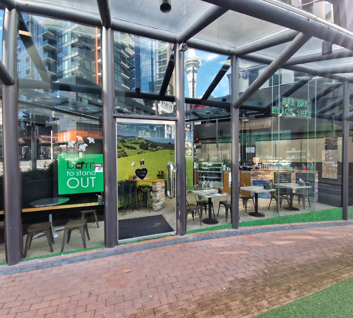 Storefront of Baa Baa Black Sheep Espresso, specialty coffee shop in Auckland