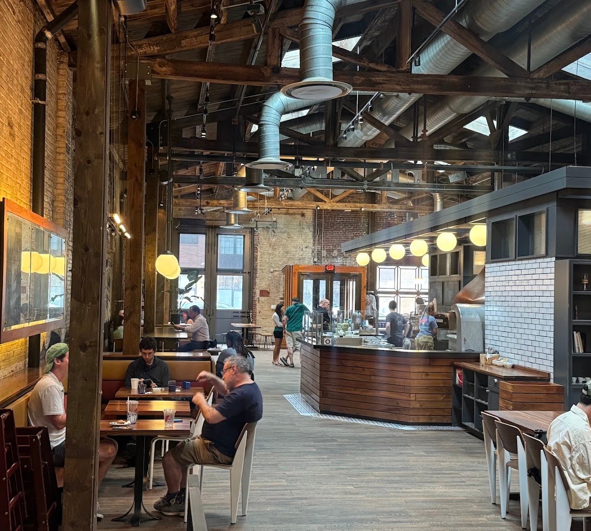 Interior of La Colombe Coffee Workshop, specialty coffee shop in Philadelphia