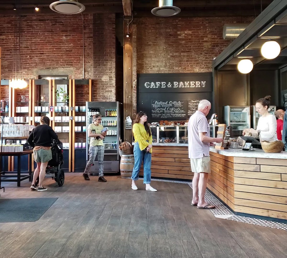 Interior of La Colombe Coffee Workshop, specialty coffee shop in Philadelphia