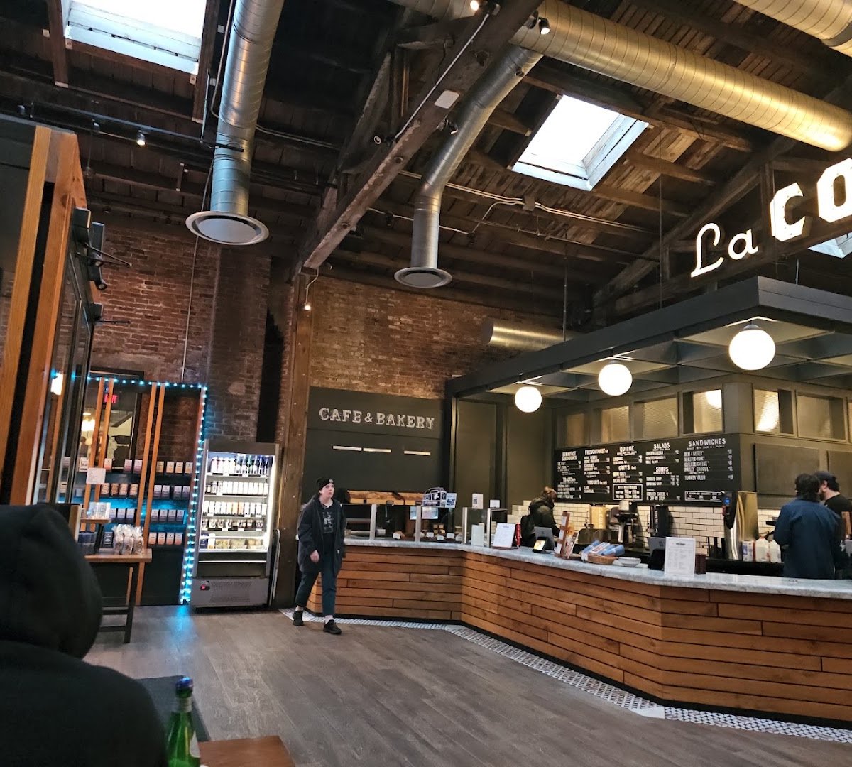 Interior of La Colombe Coffee Workshop, specialty coffee shop in Philadelphia