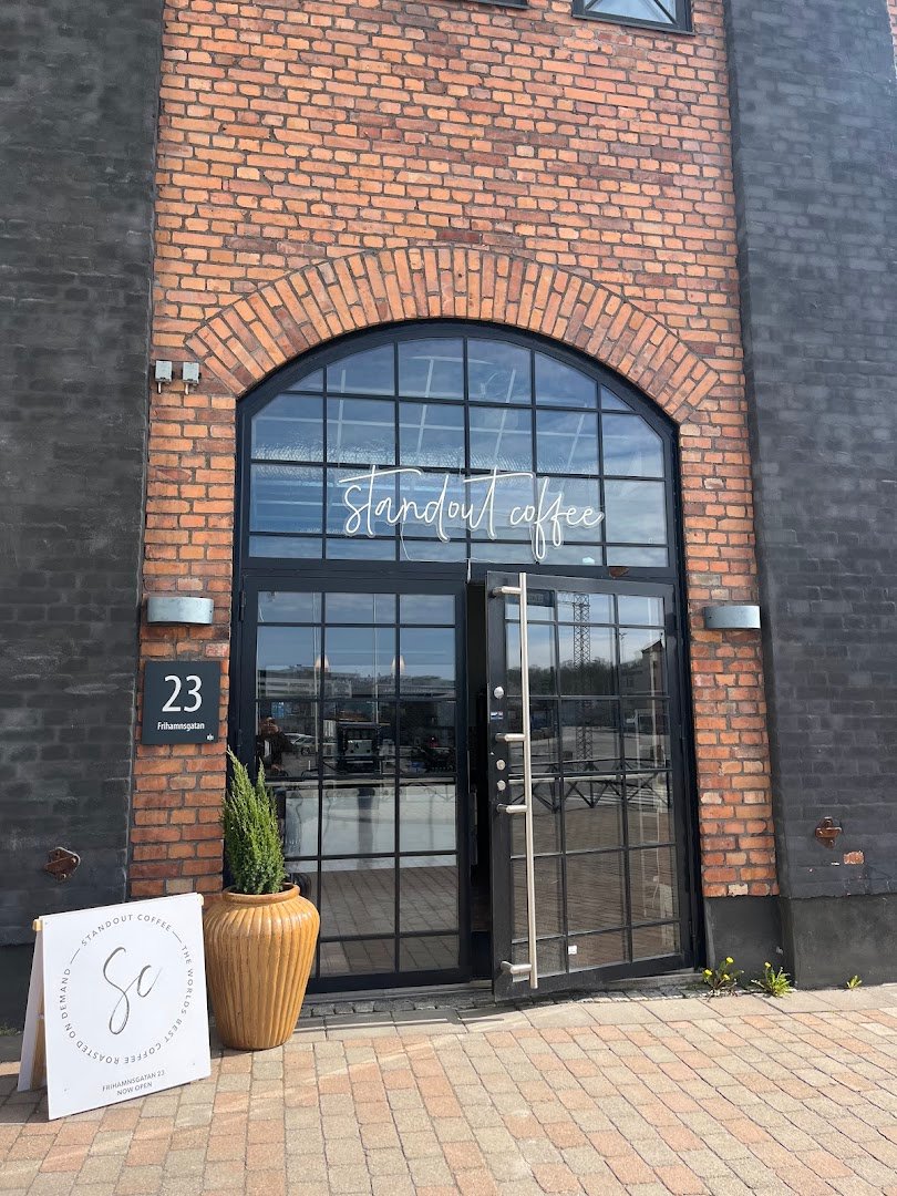 Storefront of Standout Coffee Frihamnen, specialty coffee shop in Stockholm