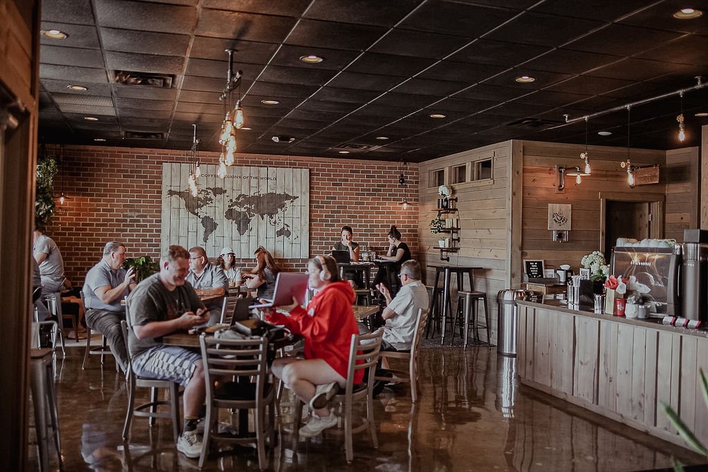 Interior of Anecdote Coffee, specialty coffee shop in Indianapolis
