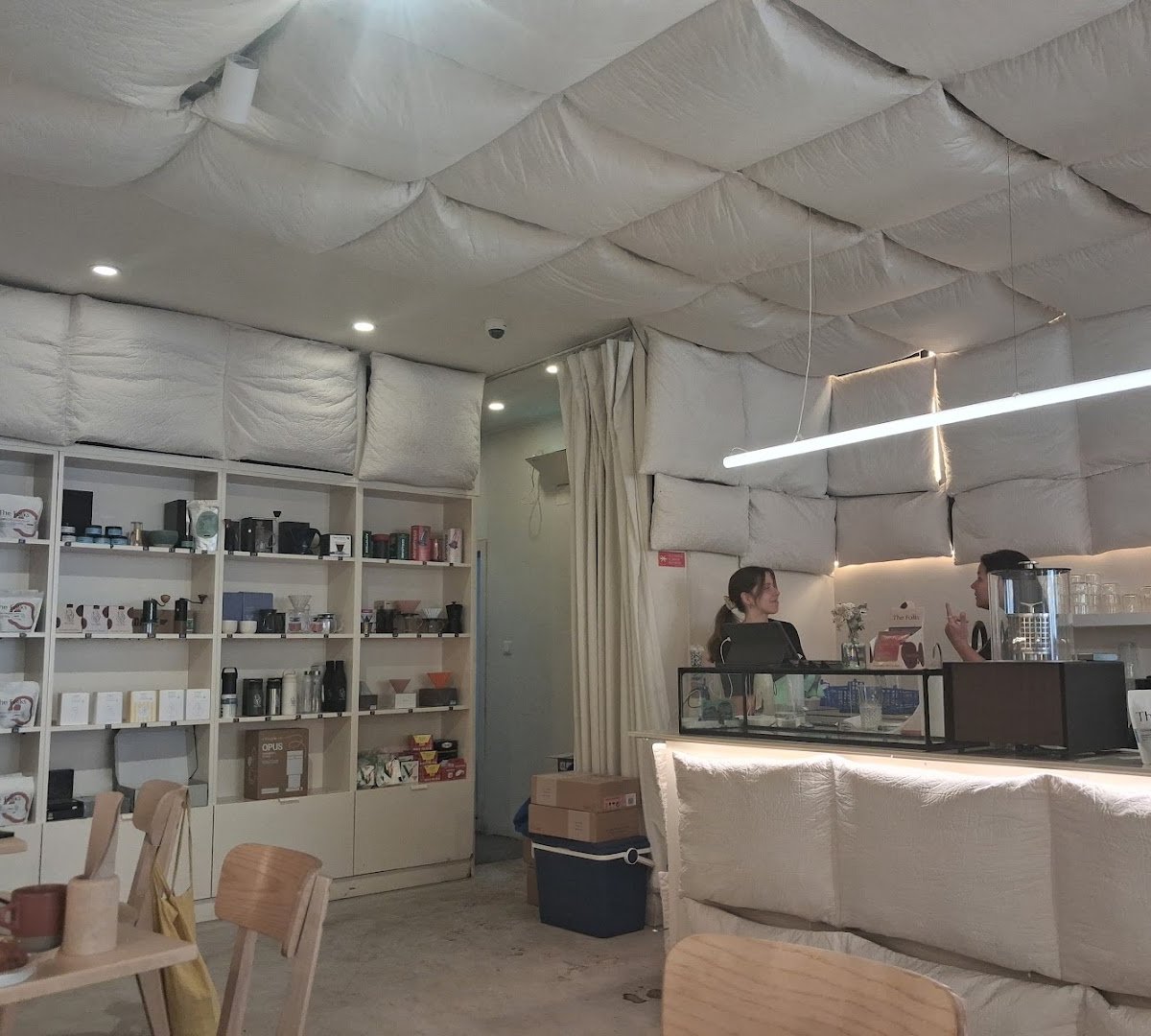 Interior of The Folks Santos, specialty coffee shop in Lisbon