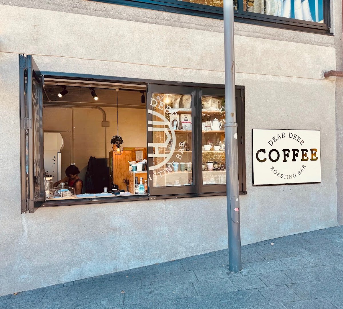 Storefront of Dear Deer Coffee Roasting Bar, specialty coffee shop in Auckland
