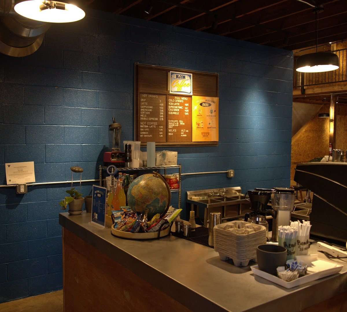 Interior of Bloom Coffee, specialty coffee shop in Louisville