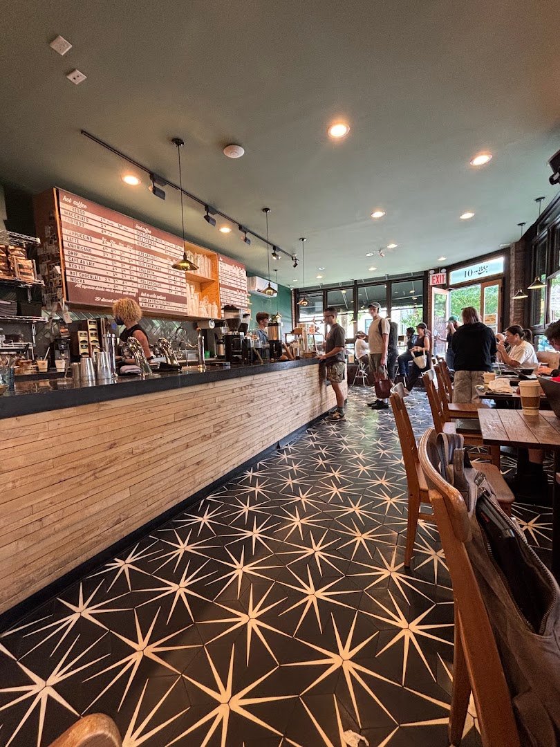 Interior of Mighty Oak Roasters, specialty coffee shop in New York