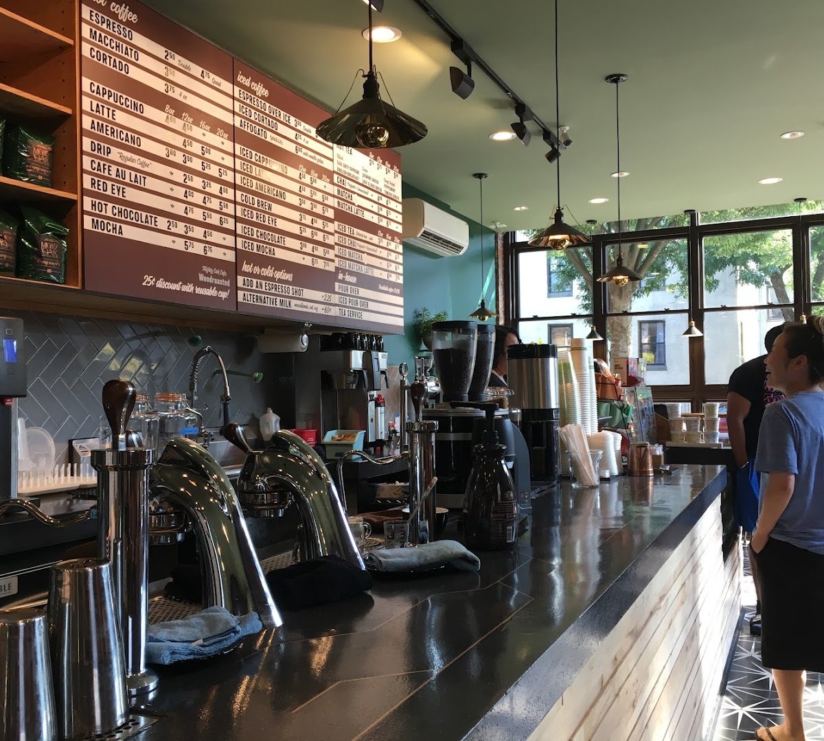 Interior of Mighty Oak Roasters, specialty coffee shop in New York