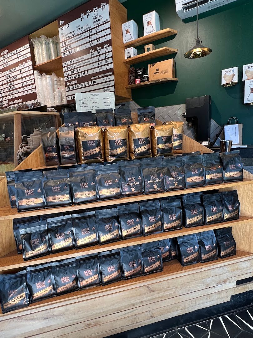 Interior of Mighty Oak Roasters, specialty coffee shop in New York