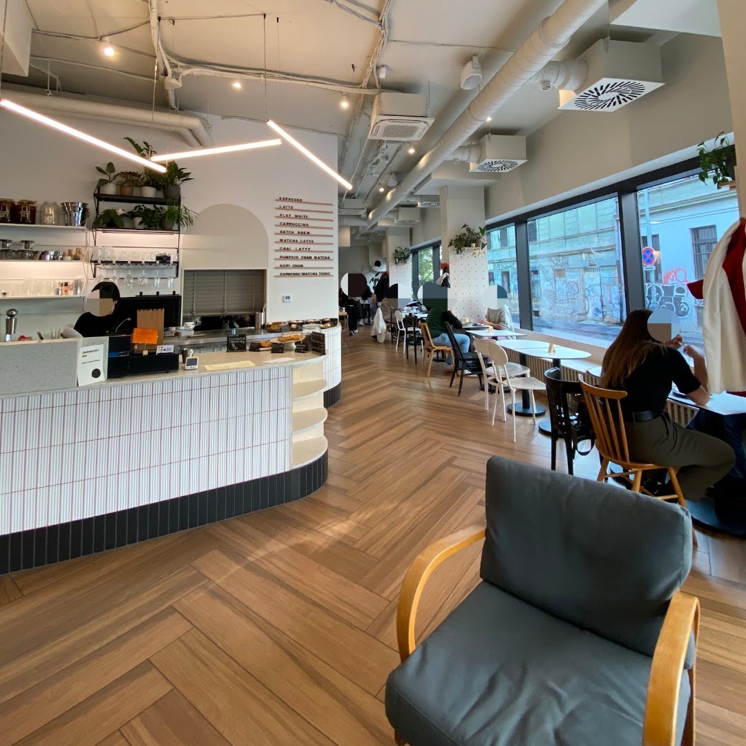 Interior of KOPI, specialty coffee shop in Prague