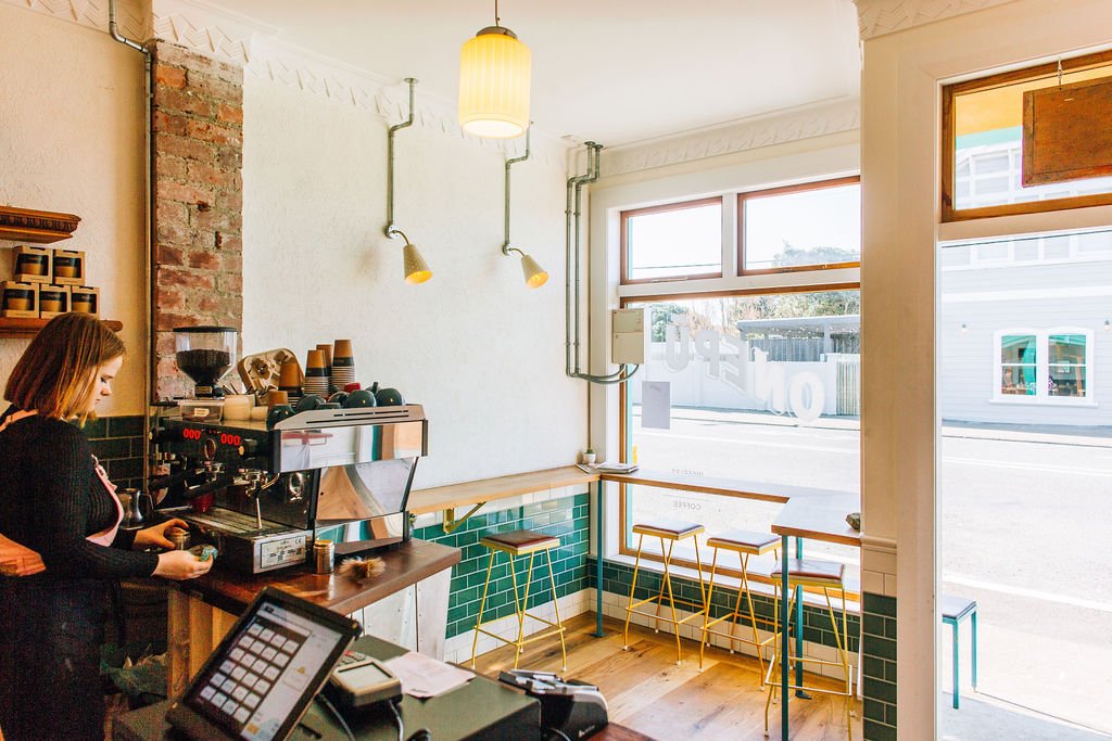 Interior of ONEPU Coffee & Icecream Shack, specialty coffee shop in Wellington