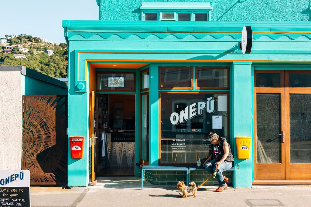 Storefront of ONEPU Coffee & Icecream Shack, specialty coffee shop in Wellington