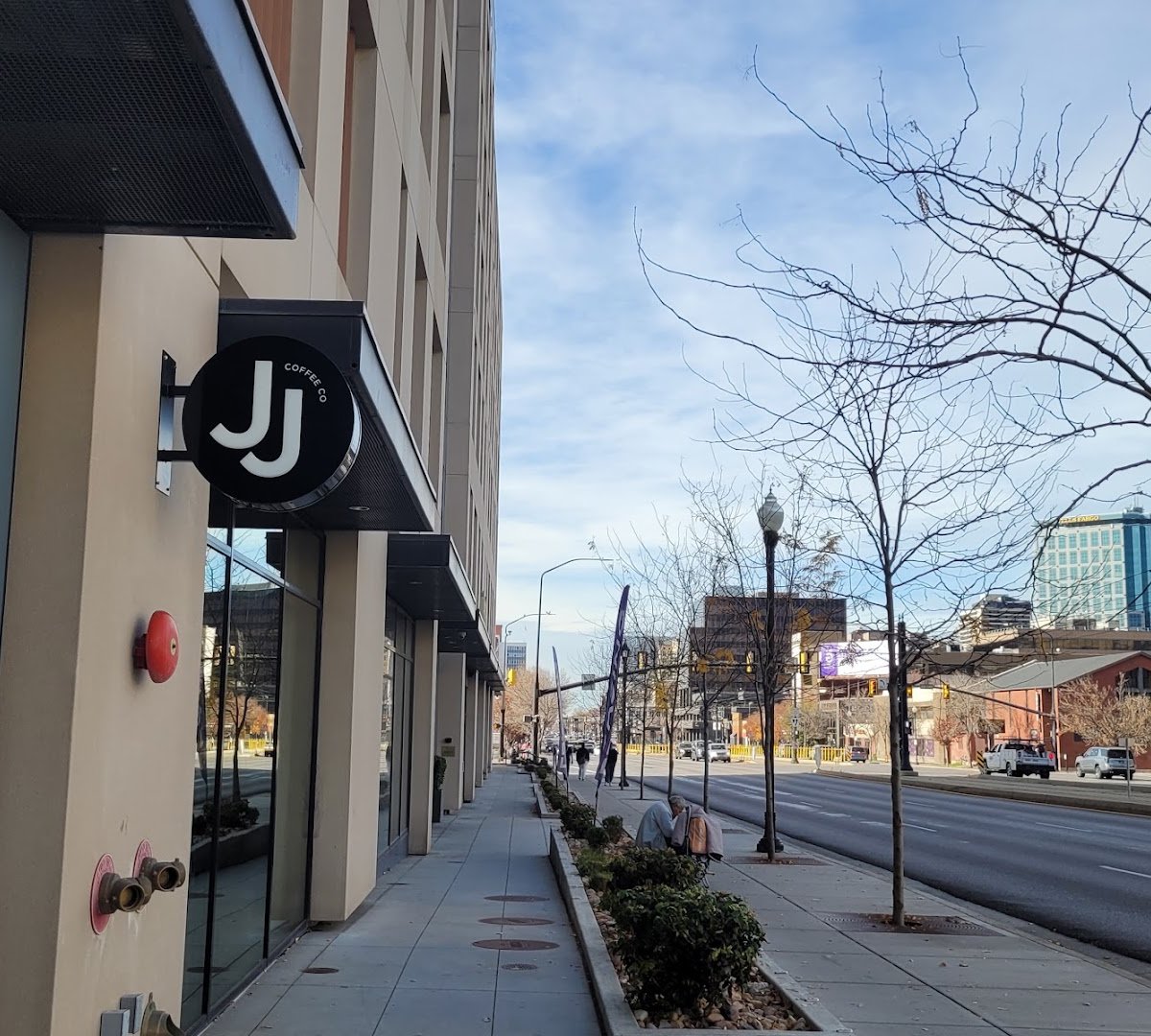 Storefront of JJ Coffee Co, specialty coffee shop in Salt Lake City