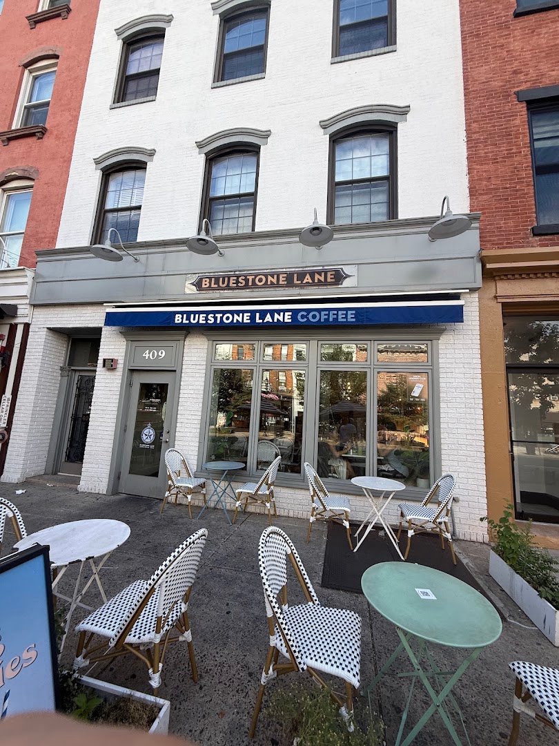 Storefront of Bluestone Lane Hoboken Café, specialty coffee shop in New York