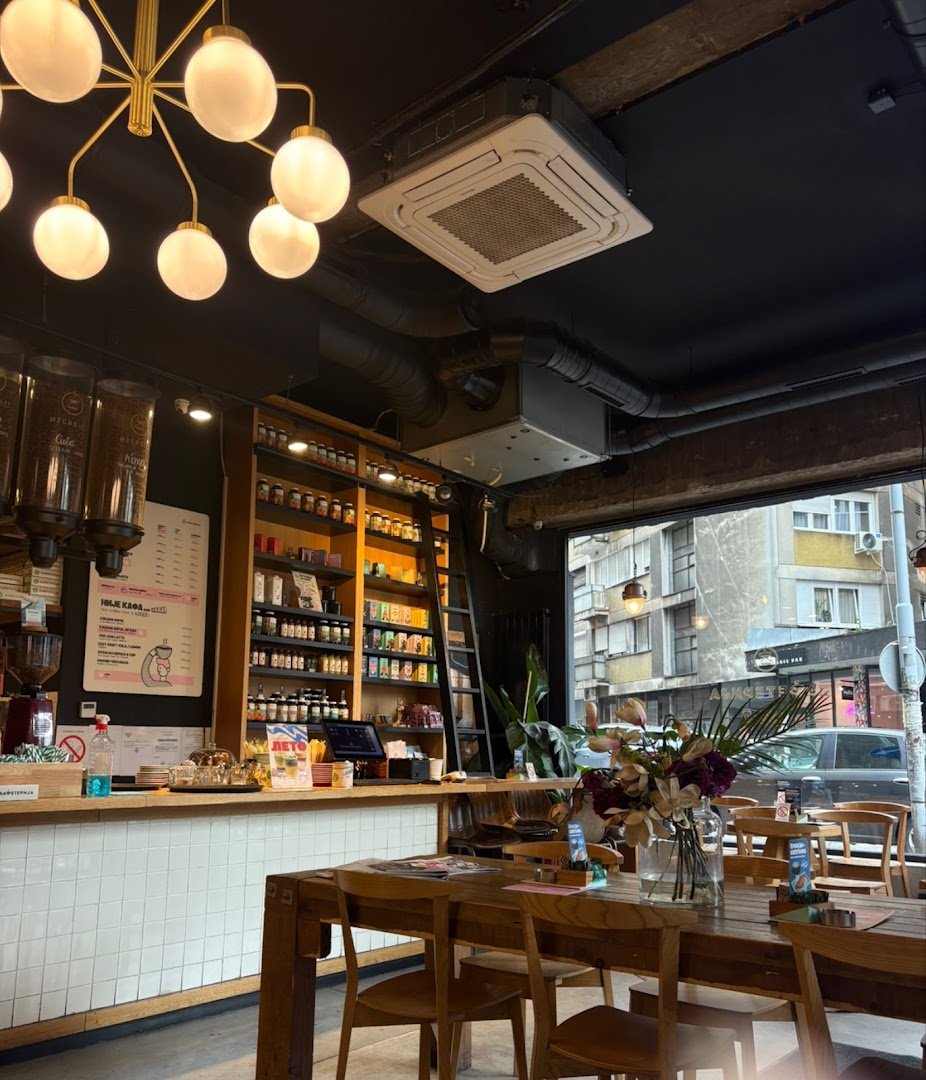 Interior of Kafeterija Čubura, specialty coffee shop in Belgrade