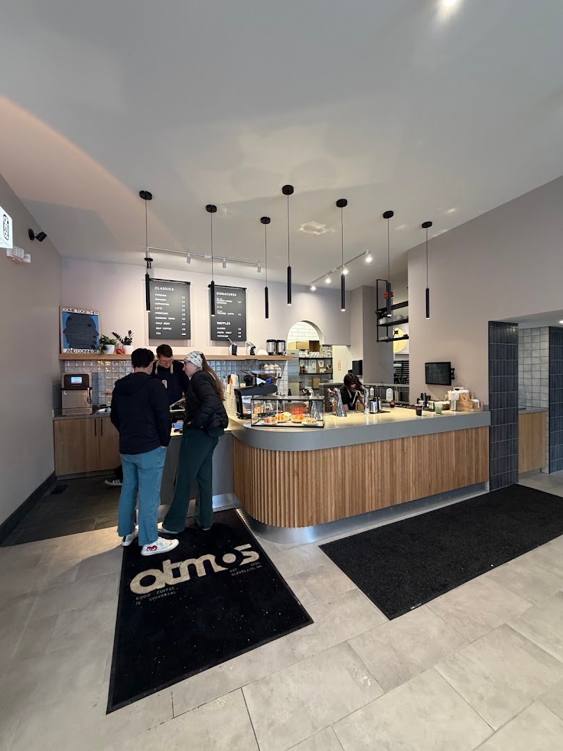 Interior of Atmos Coffee, specialty coffee shop in Cleveland