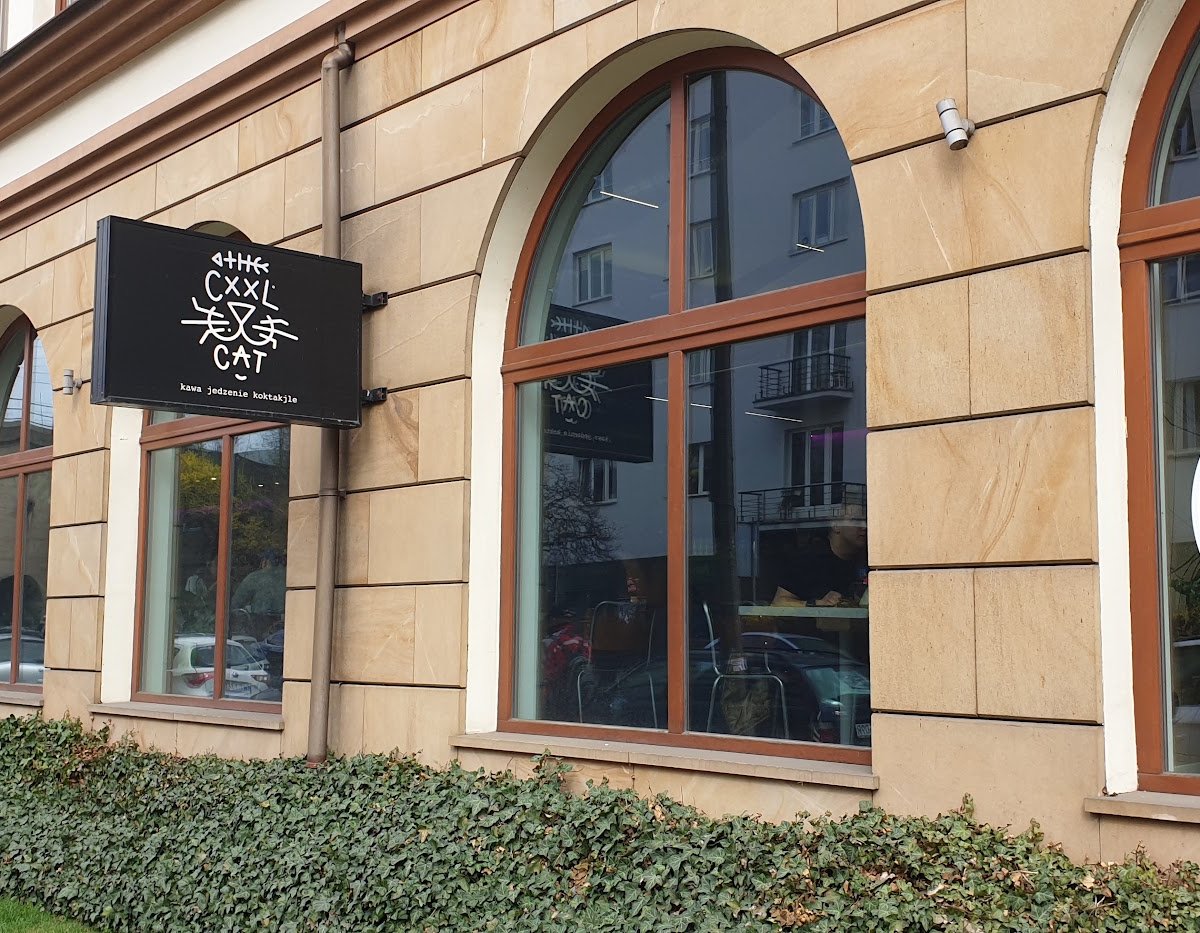 Storefront of The Cool Cat, specialty coffee shop in Warsaw