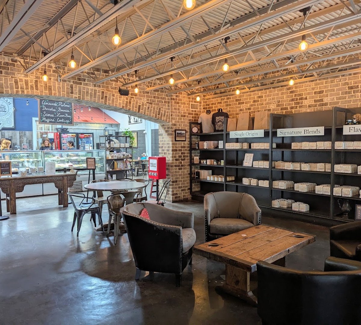 Interior of Savannah Coffee Roasters, specialty coffee shop in Savannah