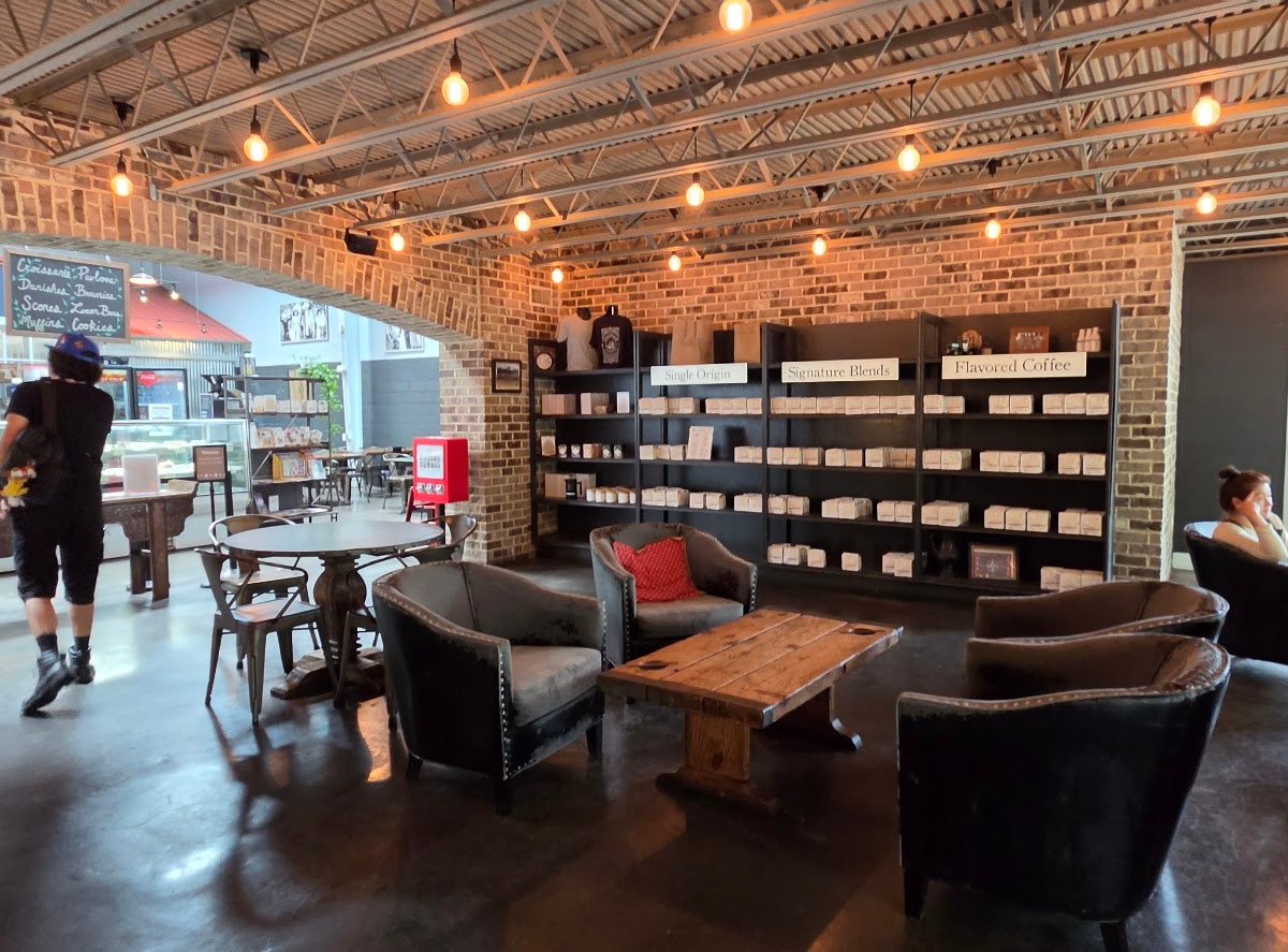 Interior of Savannah Coffee Roasters, specialty coffee shop in Savannah