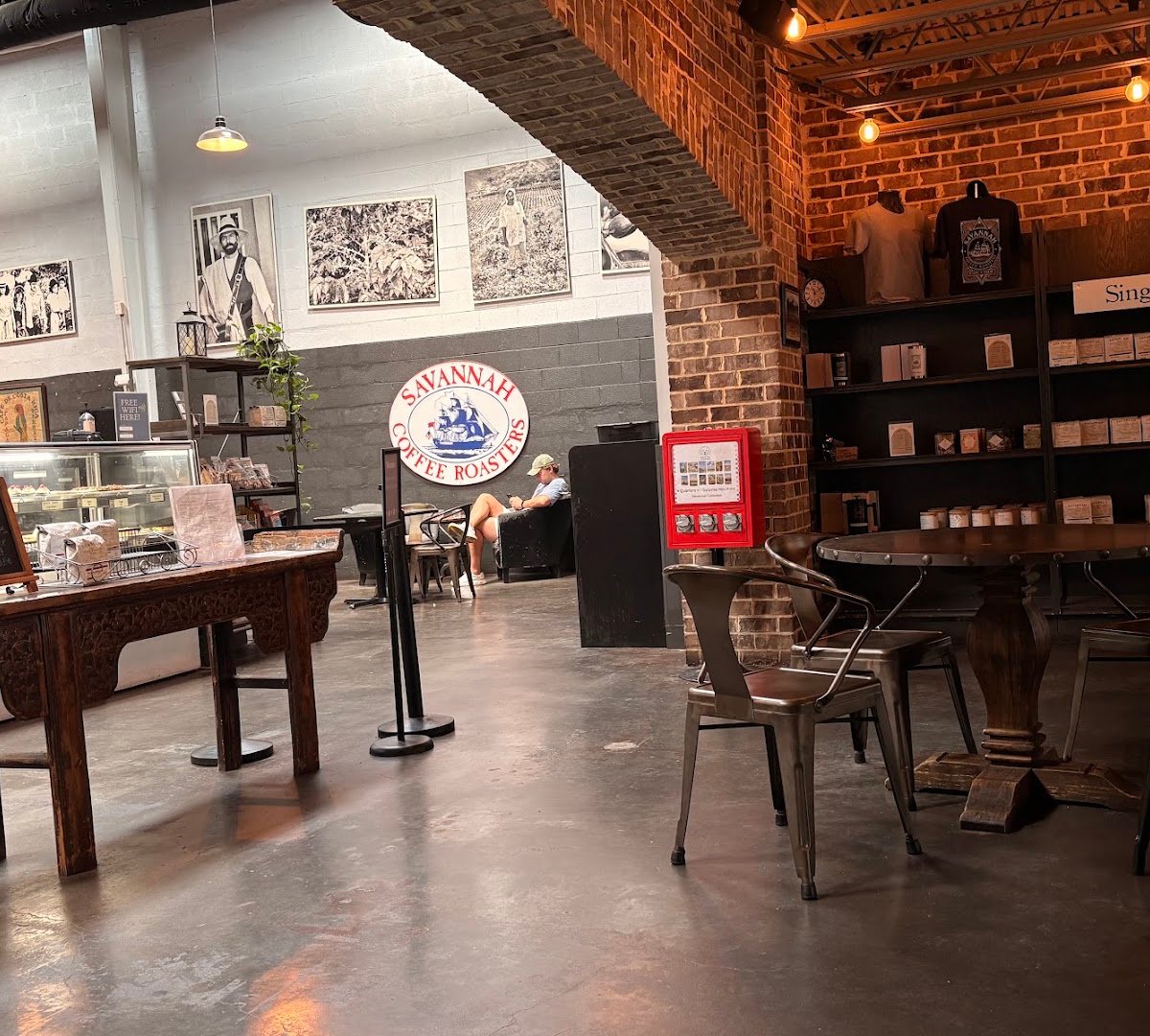 Interior of Savannah Coffee Roasters, specialty coffee shop in Savannah