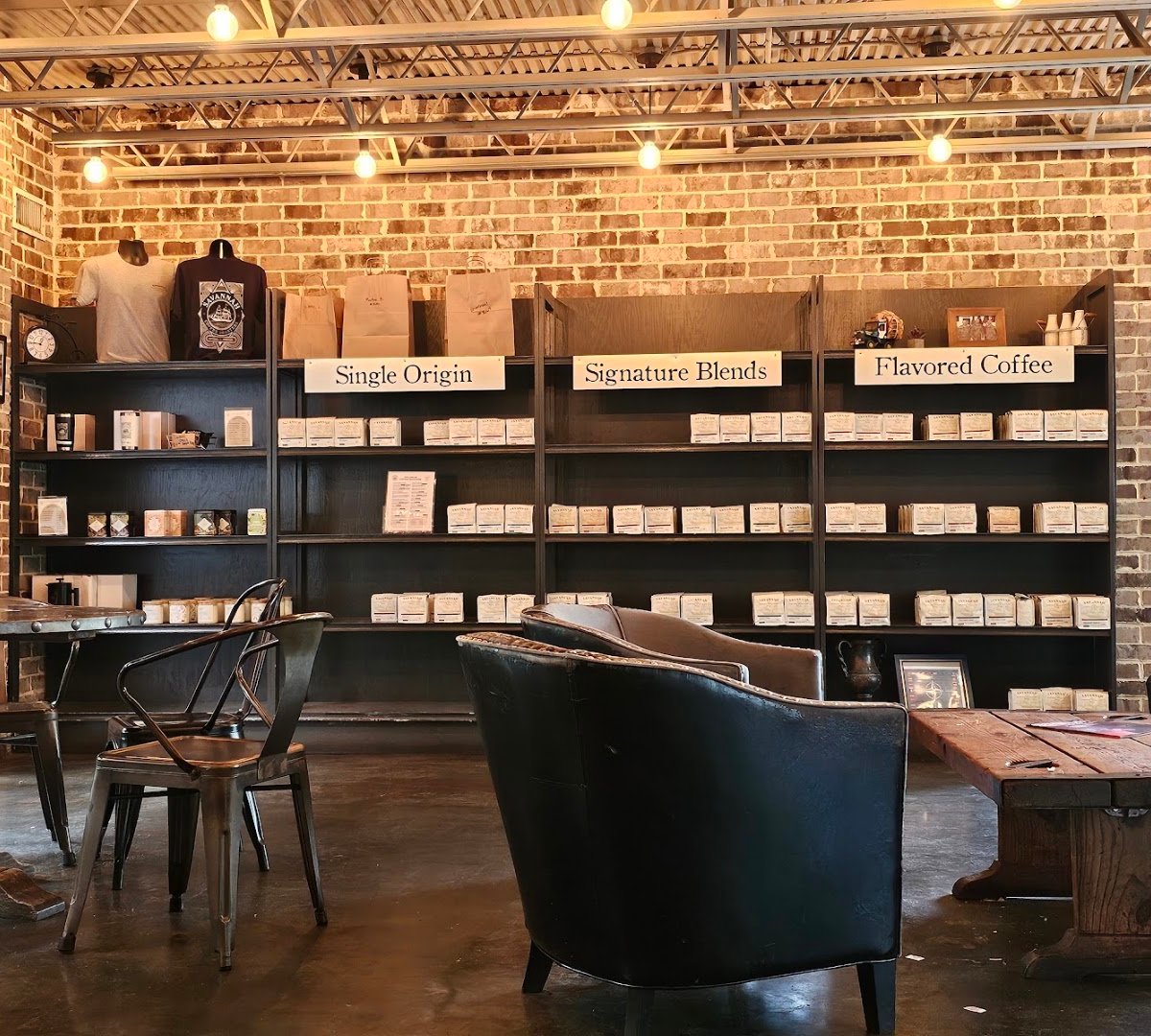Interior of Savannah Coffee Roasters, specialty coffee shop in Savannah