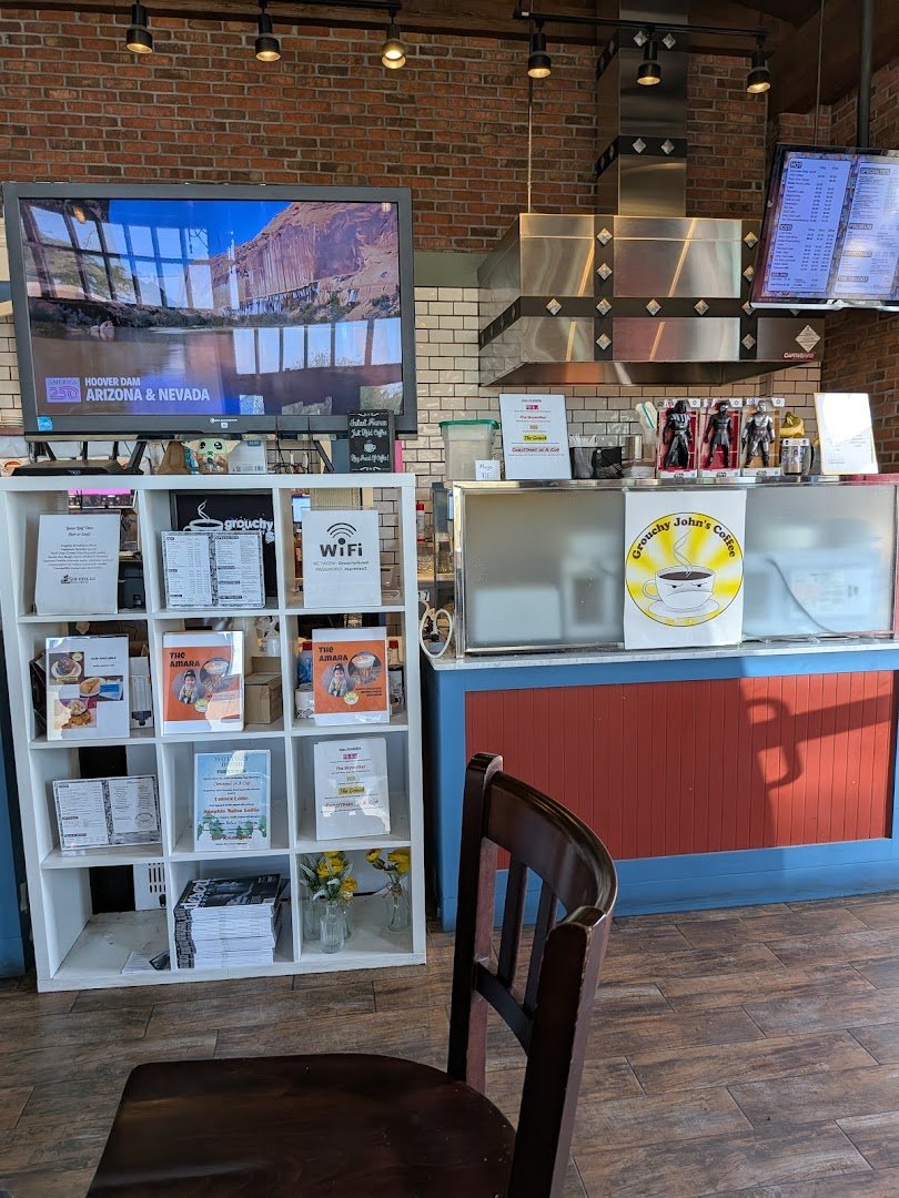 Interior of Grouchy John's Coffee, specialty coffee shop in Las Vegas