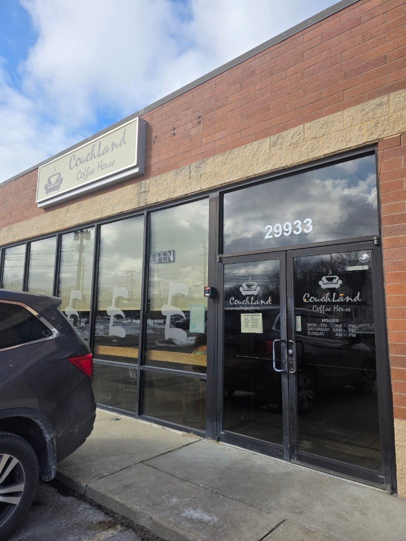 Storefront of CouchLand Coffee House, specialty coffee shop in Cleveland