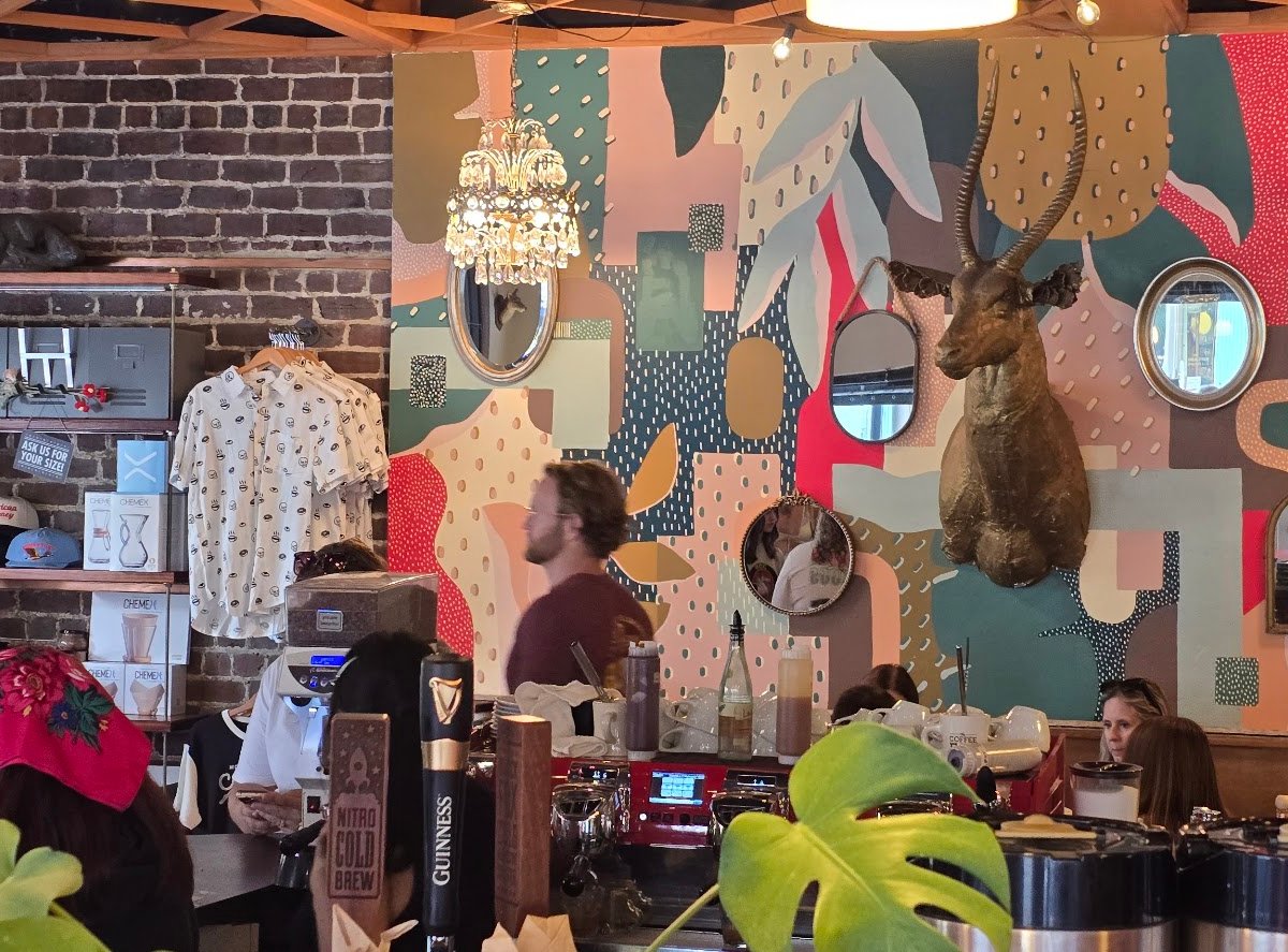 Interior of The Coffee Fox Roasting Co., specialty coffee shop in Savannah