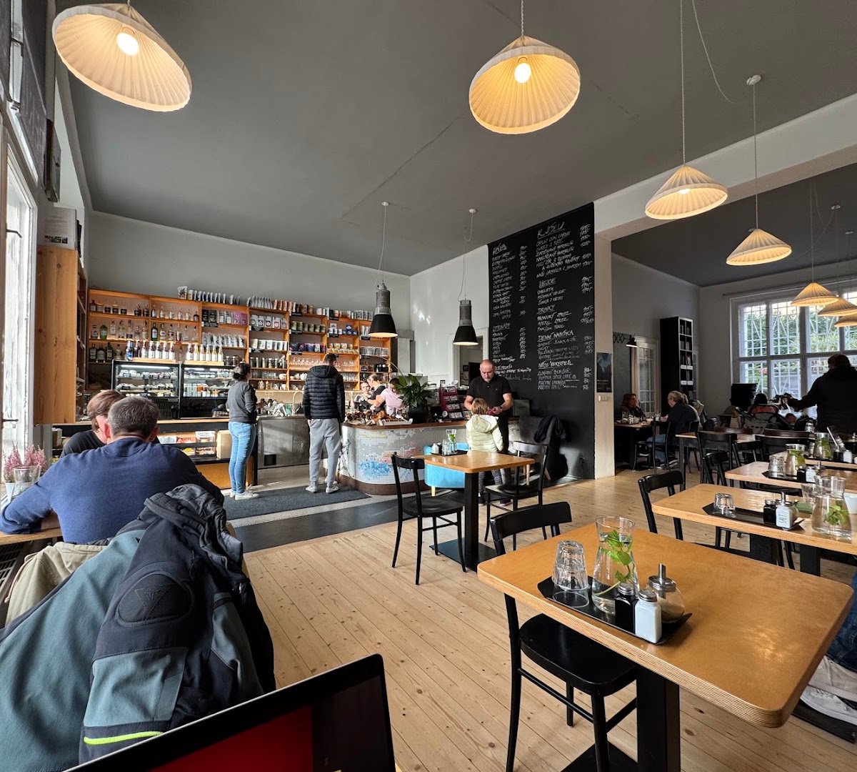 Interior of Periferie Cafe, specialty coffee shop in Prague