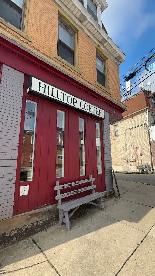Storefront of Hilltop Coffee & Tea, specialty coffee shop in Pittsburgh