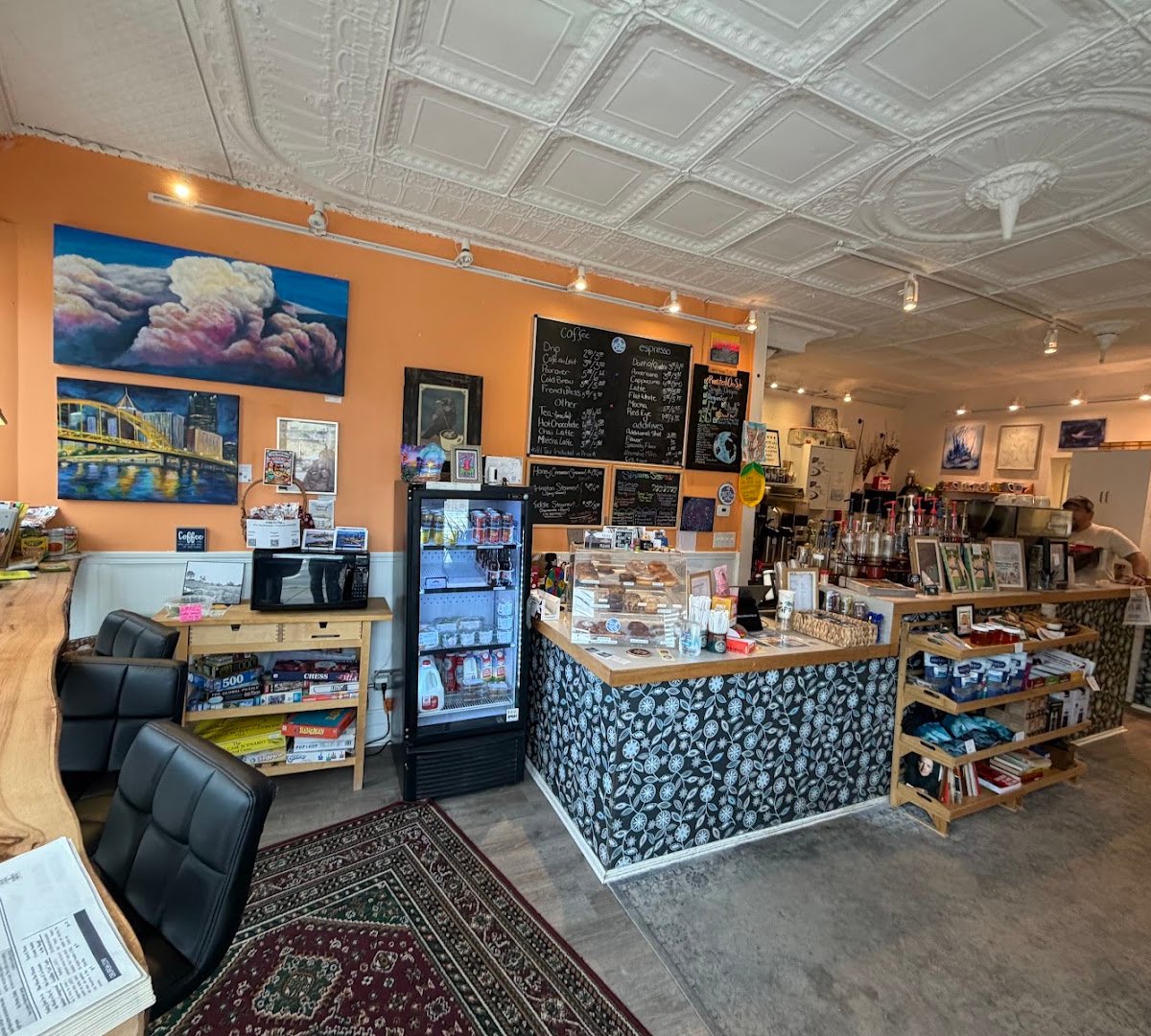 Interior of Hilltop Coffee & Tea, specialty coffee shop in Pittsburgh
