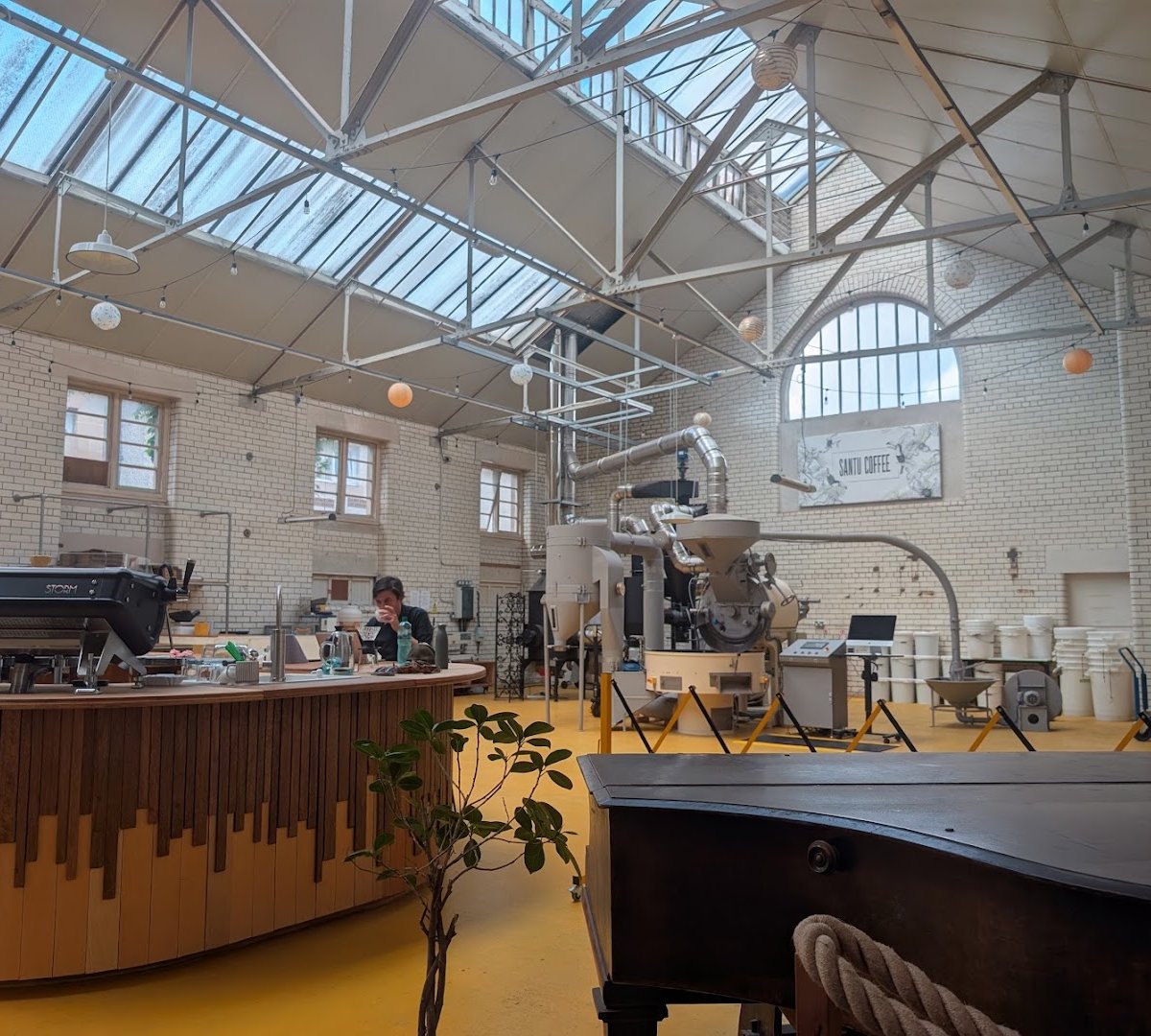 Interior of Santu Coffee Roastery, specialty coffee shop in Edinburgh