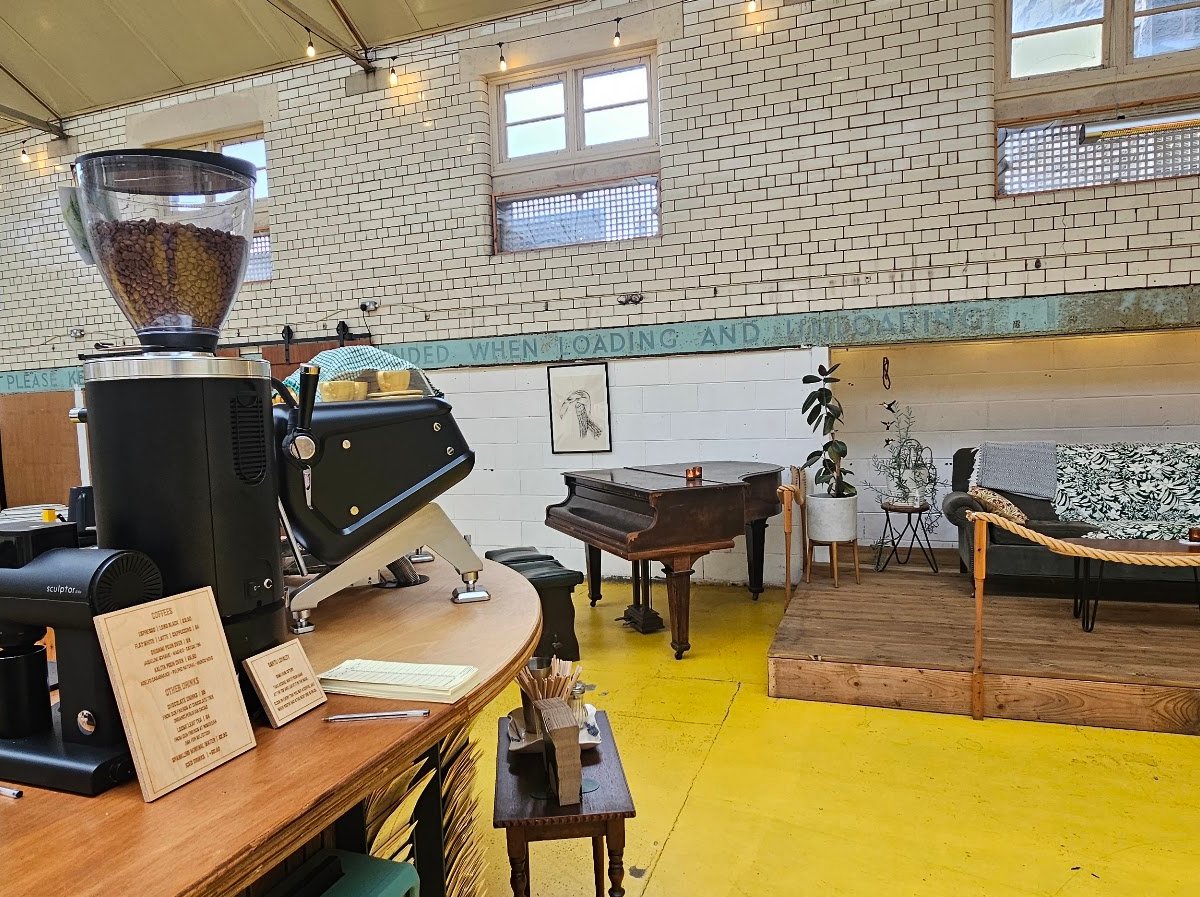 Interior of Santu Coffee Roastery, specialty coffee shop in Edinburgh