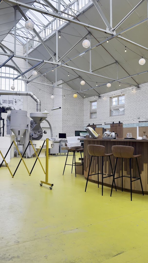 Interior of Santu Coffee Roastery, specialty coffee shop in Edinburgh