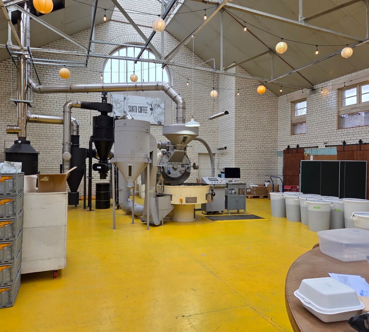 Interior of Santu Coffee Roastery, specialty coffee shop in Edinburgh